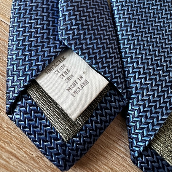 Eton Luxury Tie - Subtle Blue Herringbone Pattern - Made in England - Ex. Cond. - Picture 6 of 7